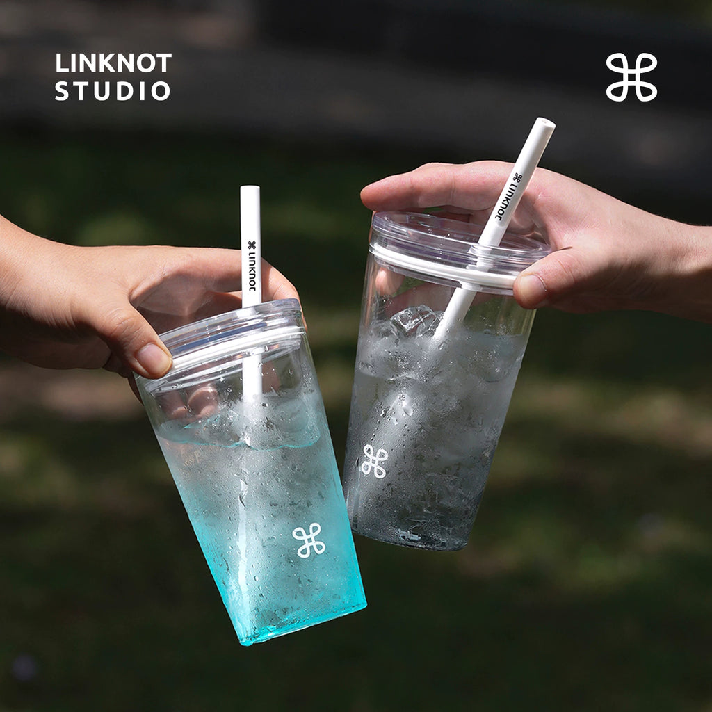 Knot original colored glass straw cup high borosilicate high temperature resistant coffee cup with lid high-looking girl water cup