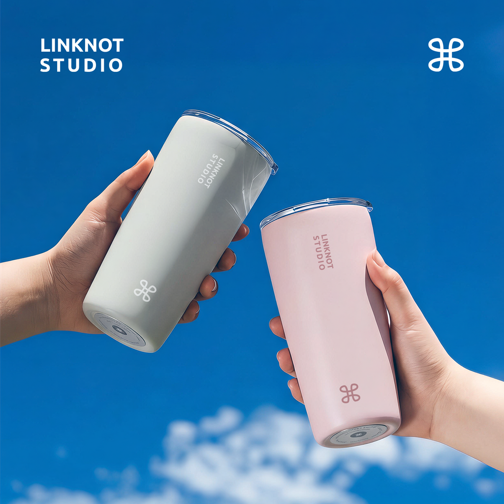 Knot thermos cup ceramic liner direct drinking coffee cup carrying straw when going out for boys and girls high-looking accompanying cup