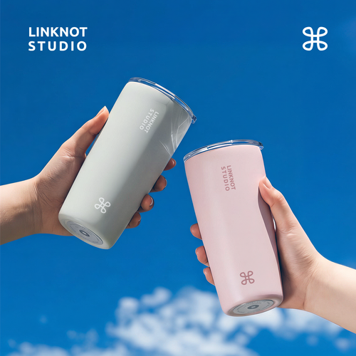 Knot thermos cup ceramic liner direct drinking coffee cup carrying straw when going out for boys and girls high-looking accompanying cup