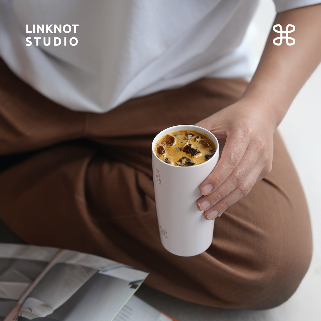Knot thermos cup ceramic liner direct drinking coffee cup carrying straw when going out for boys and girls high-looking accompanying cup