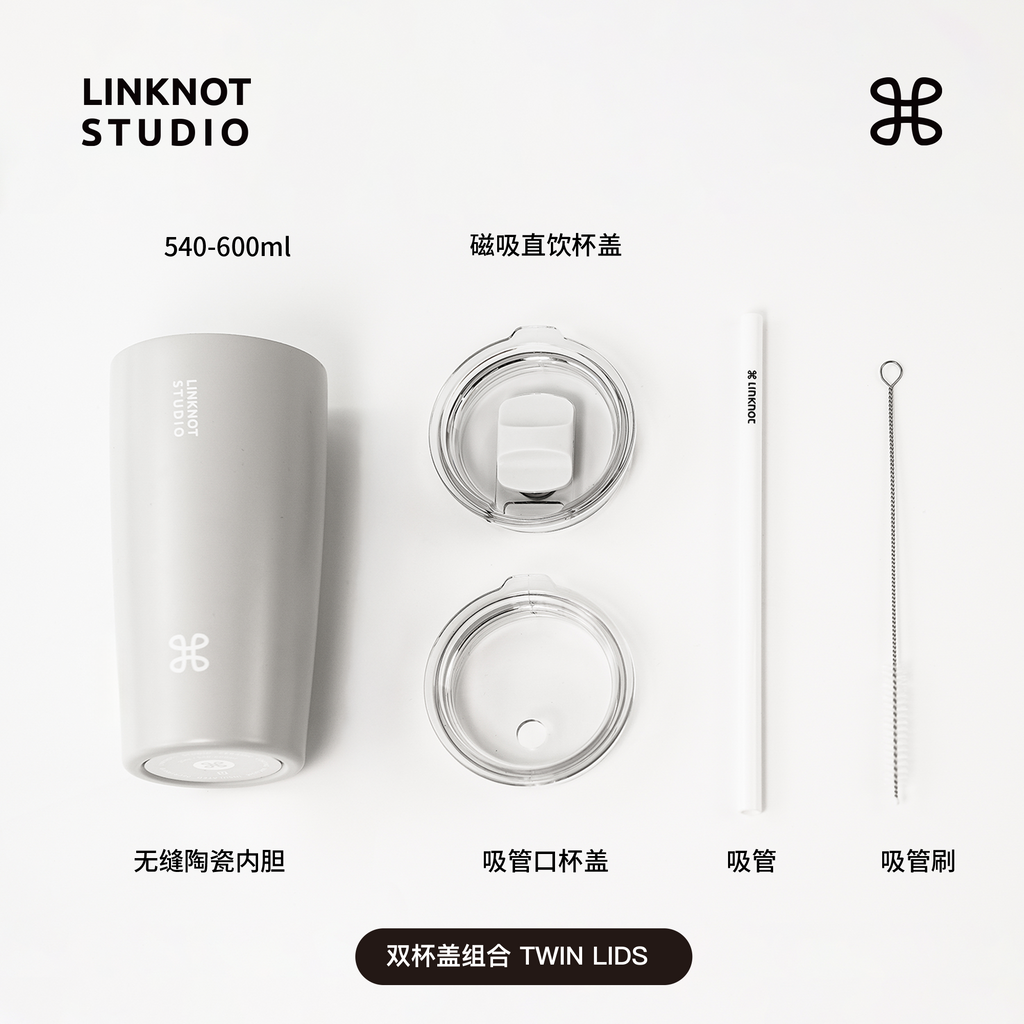 Knotted Straw Thermos Cup Ceramic Coated Liner Coffee Cup Desktop Cup Office Boys and Girls High-Looking Cup