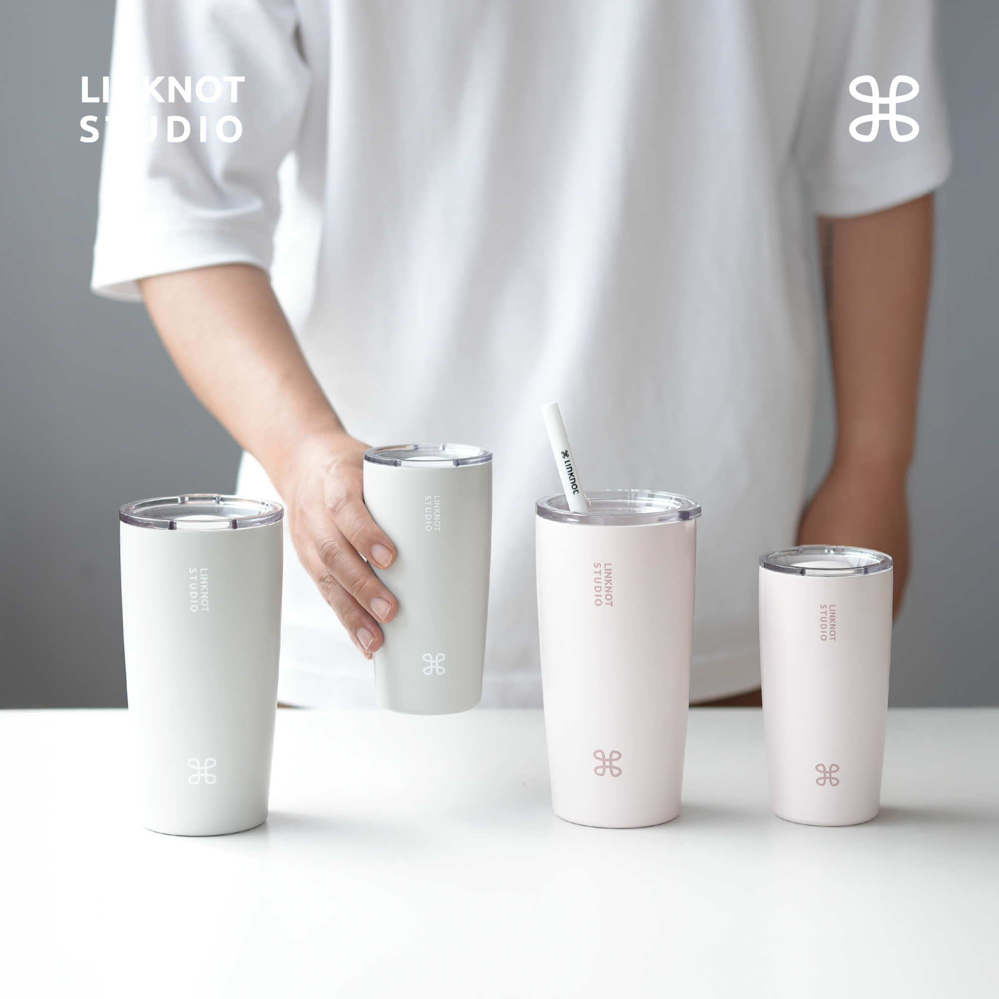 Knot thermos cup ceramic liner direct drinking coffee cup carrying straw when going out for boys and girls high-looking accompanying cup