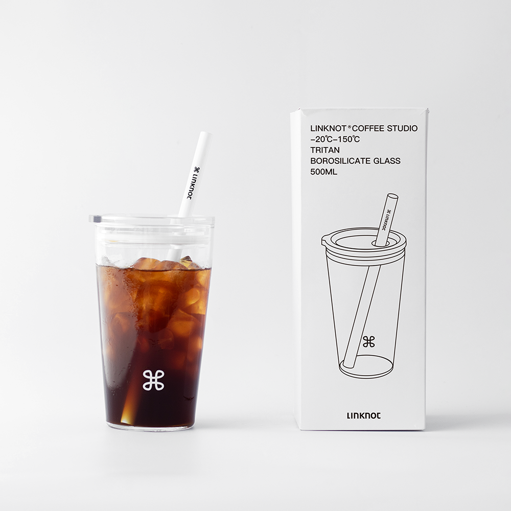 Knotted glass straw cup, high temperature resistant coffee cup with lid, high borosilicate high-looking transparent drinking cup for girls